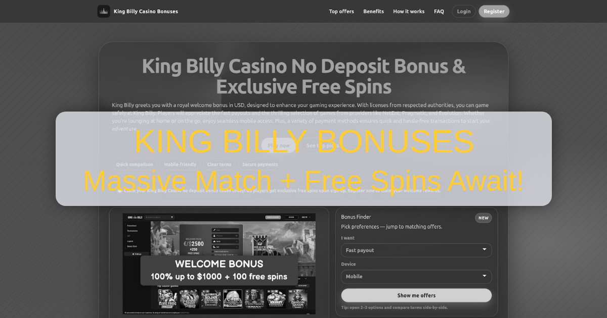 King Billy Casino Bonuses USA 2026 | Up to $2,500 Welcome Bonus